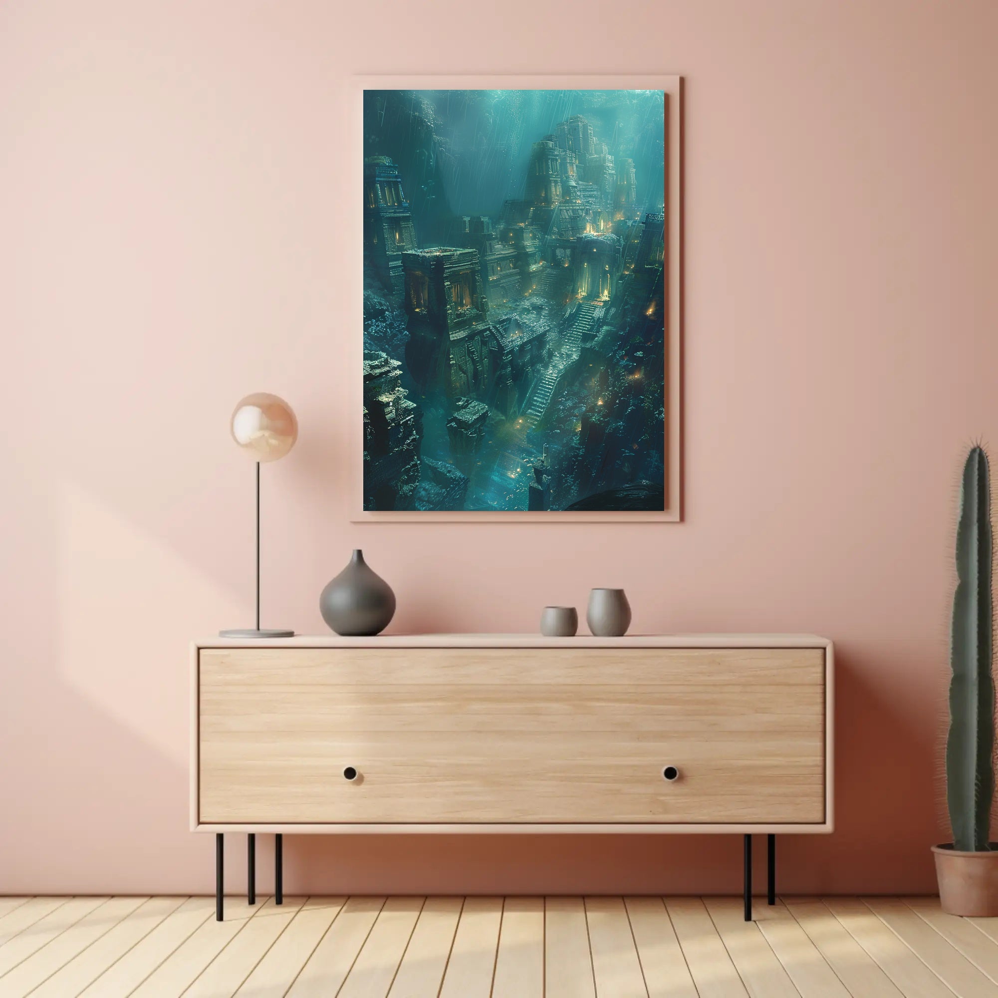 Atlantis Underwater City: Surreal Fantasy Futuristic Sci-Fi Poster PosterGoat