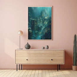 Atlantis Underwater City: Surreal Fantasy Futuristic Sci-Fi Poster PosterGoat