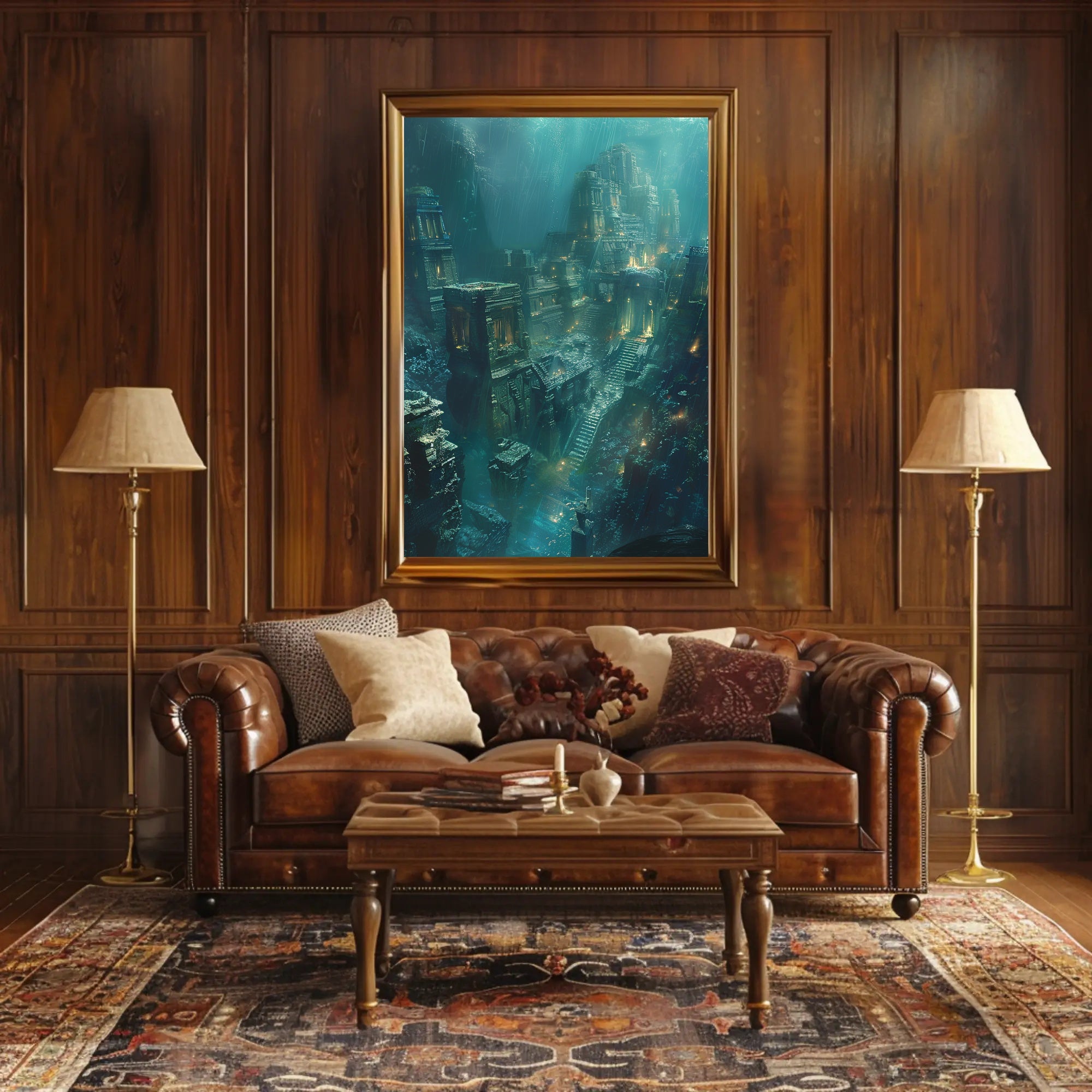 Atlantis Underwater City: Surreal Fantasy Futuristic Sci-Fi Poster PosterGoat
