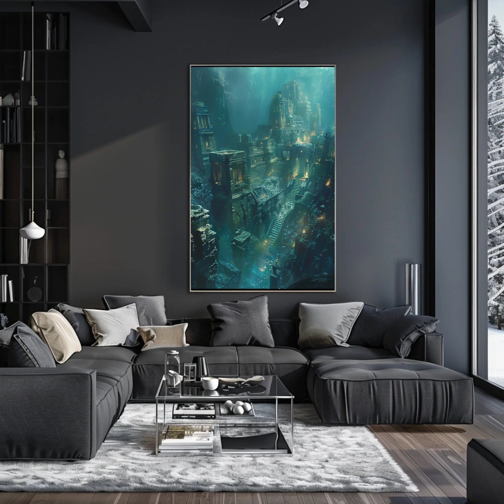 Atlantis Underwater City: Surreal Fantasy Futuristic Sci-Fi Poster PosterGoat