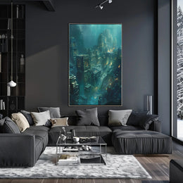Atlantis Underwater City: Surreal Fantasy Futuristic Sci-Fi Poster PosterGoat