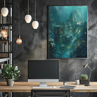 Atlantis Underwater City: Surreal Fantasy Futuristic Sci-Fi Poster PosterGoat