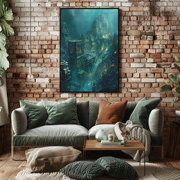 Atlantis Underwater City: Surreal Fantasy Futuristic Sci-Fi Poster PosterGoat