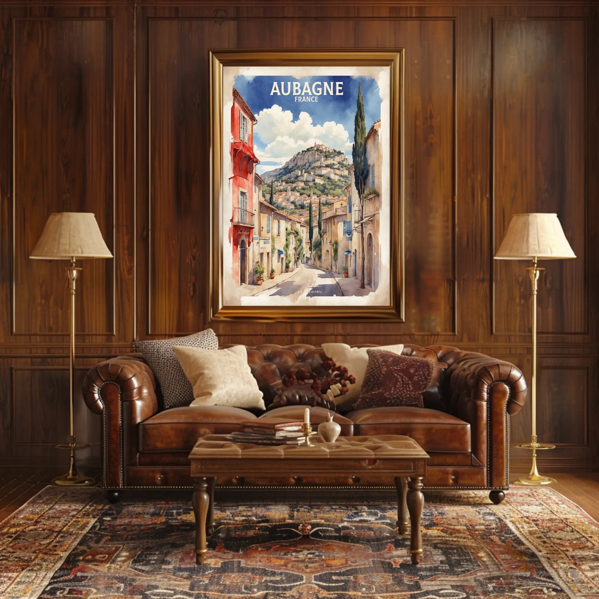 Aubagne's Charming Street Scene: A Vibrant Travel Poster PosterGoat