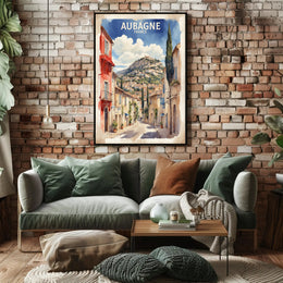 Aubagne's Charming Street Scene: A Vibrant Travel Poster PosterGoat