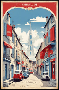 Aubervilliers Street Scene: Nostalgic Urban or Cityscape Poster PosterGoat
