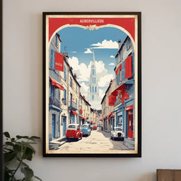Aubervilliers Street Scene: Nostalgic Urban or Cityscape Poster PosterGoat