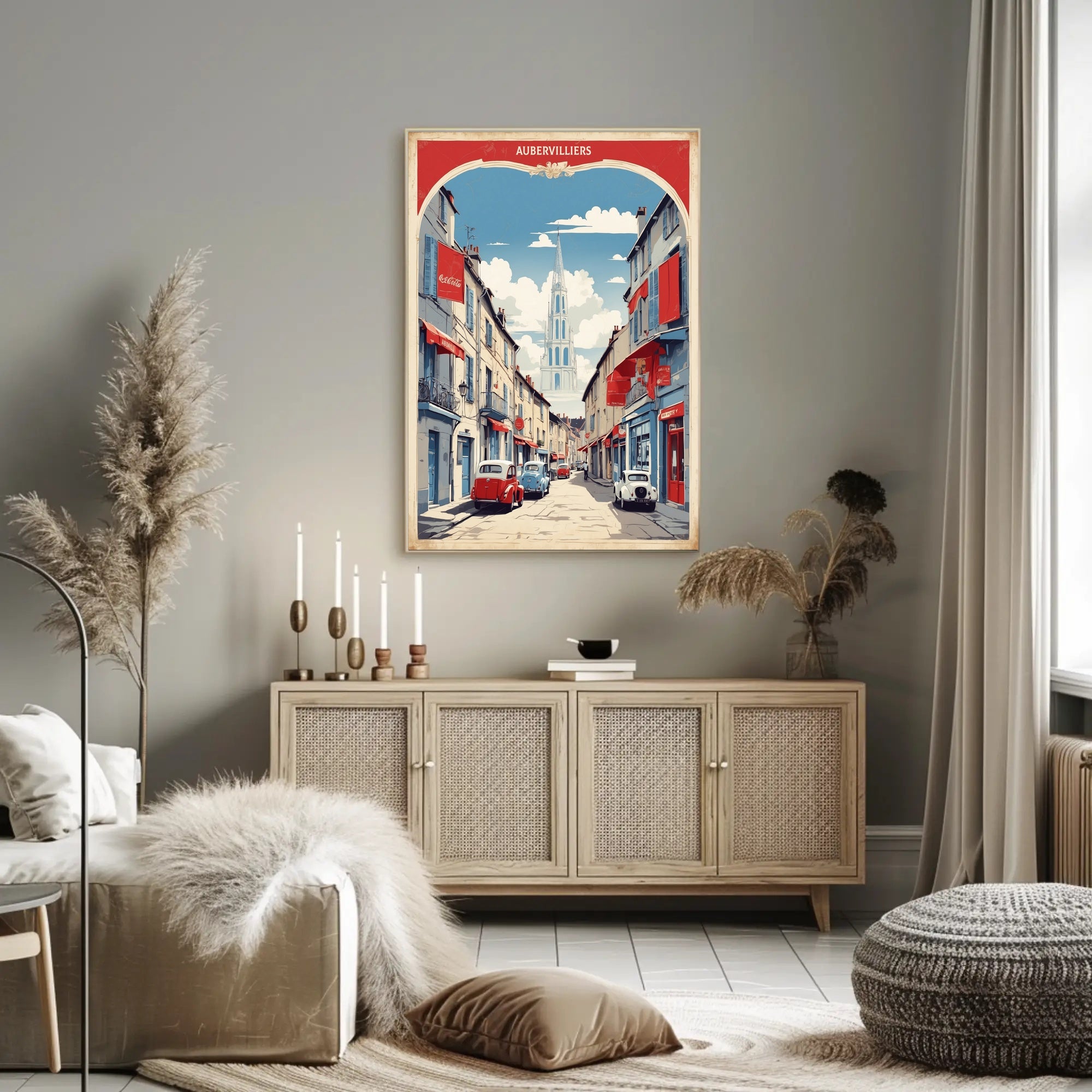 Aubervilliers Street Scene: Nostalgic Urban or Cityscape Poster PosterGoat