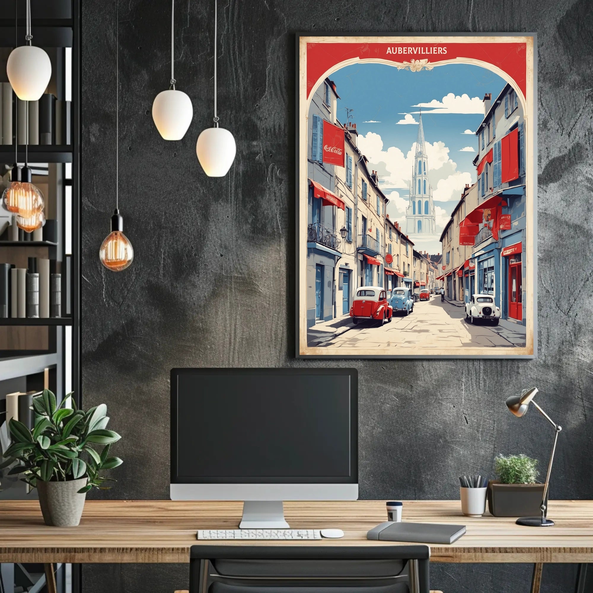 Aubervilliers Street Scene: Nostalgic Urban or Cityscape Poster PosterGoat