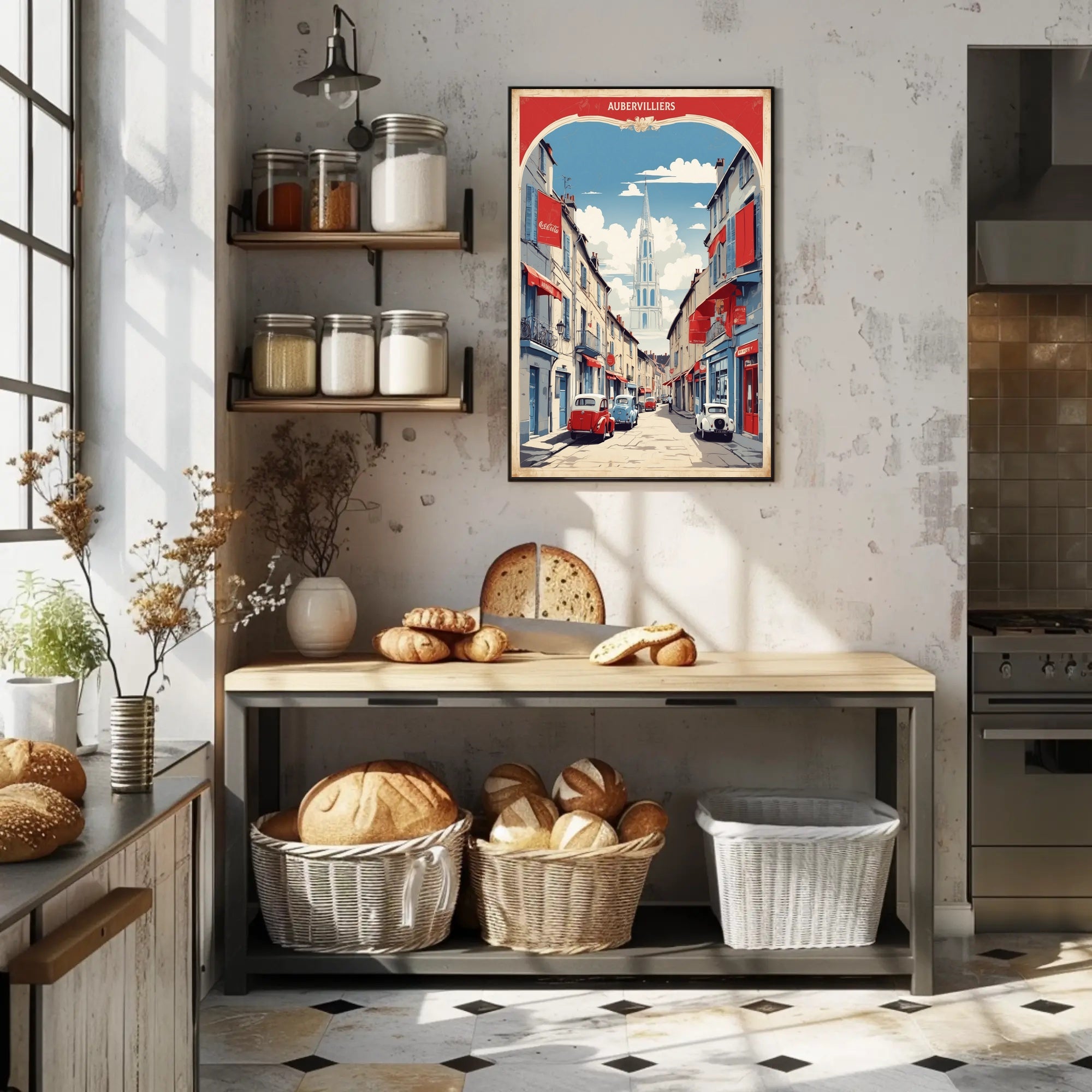 Aubervilliers Street Scene: Nostalgic Urban or Cityscape Poster PosterGoat