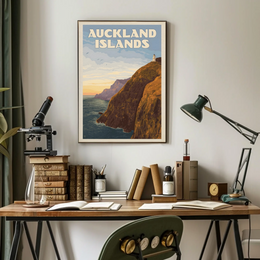 Auckland Islands Vintage Scenic Travel Poster PosterGoat