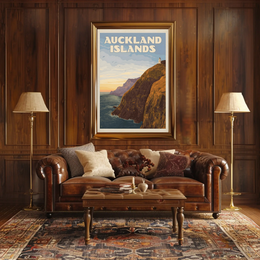 Auckland Islands Vintage Scenic Travel Poster PosterGoat