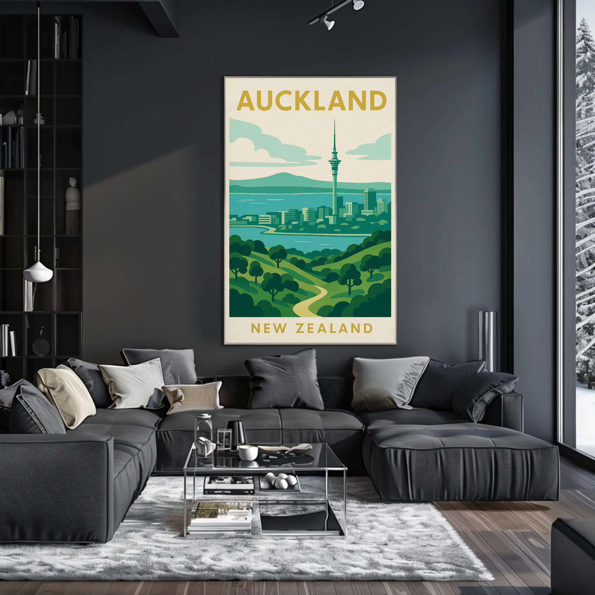 Auckland Skyline Vintage Travel Poster PosterGoat