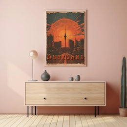 Auckland Skyline at Sunset Urban or Cityscape Poster PosterGoat