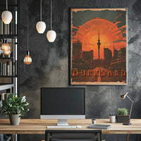 Auckland Skyline at Sunset Urban or Cityscape Poster PosterGoat
