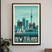 Auckland Vintage Travel Adventure Skyline Poster PosterGoat