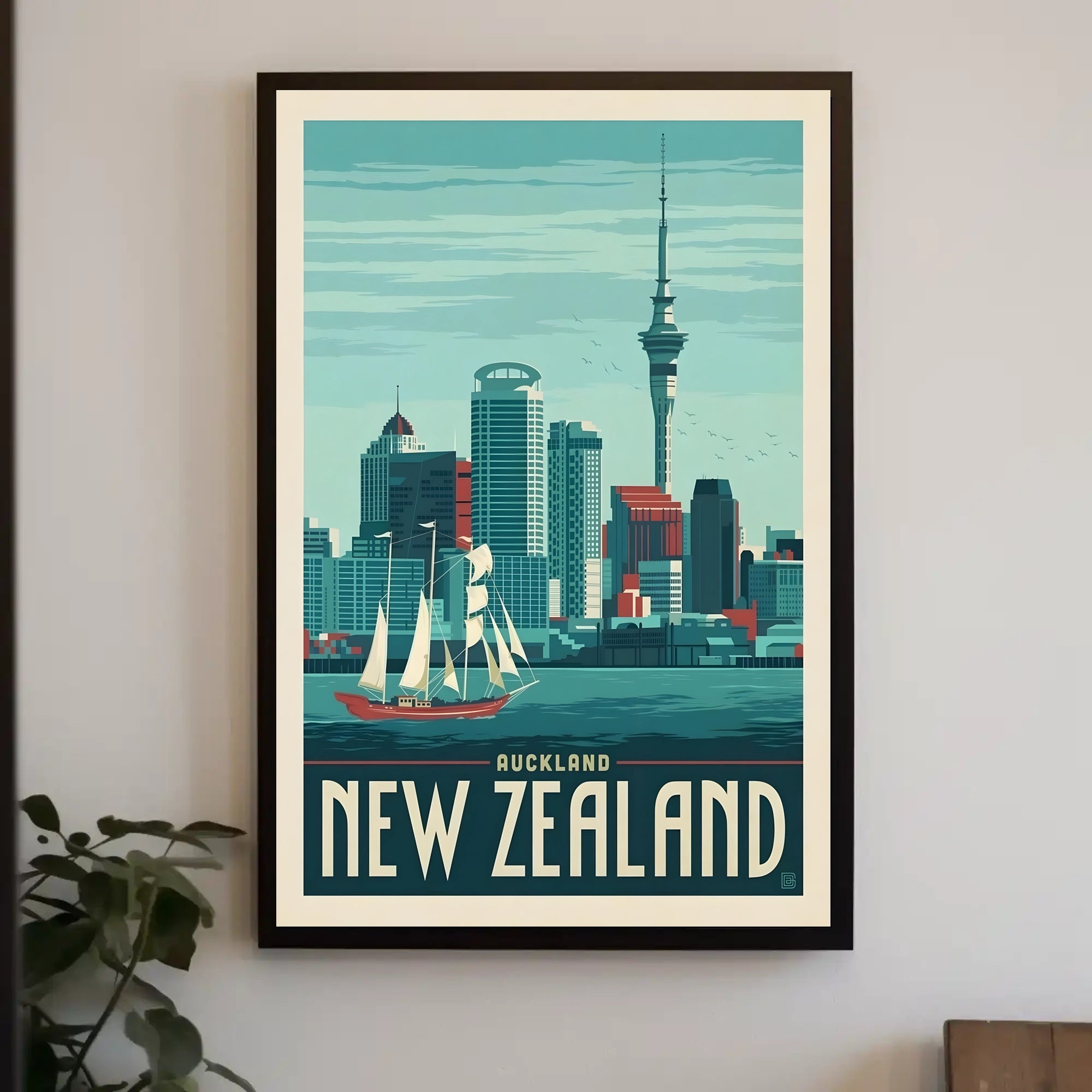 Auckland Vintage Travel Adventure Skyline Poster PosterGoat