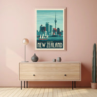 Auckland Vintage Travel Adventure Skyline Poster PosterGoat