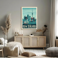 Auckland Vintage Travel Adventure Skyline Poster PosterGoat