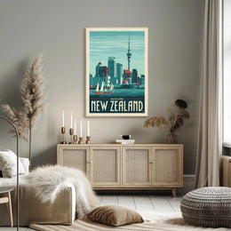 Auckland Vintage Travel Adventure Skyline Poster PosterGoat