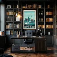 Auckland Vintage Travel Adventure Skyline Poster PosterGoat