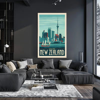 Auckland Vintage Travel Adventure Skyline Poster PosterGoat