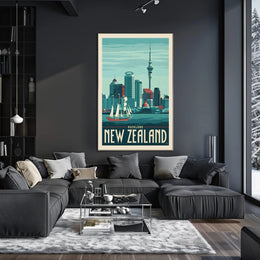 Auckland Vintage Travel Adventure Skyline Poster PosterGoat