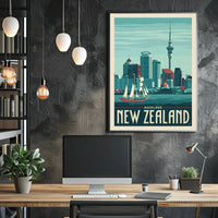 Auckland Vintage Travel Adventure Skyline Poster PosterGoat
