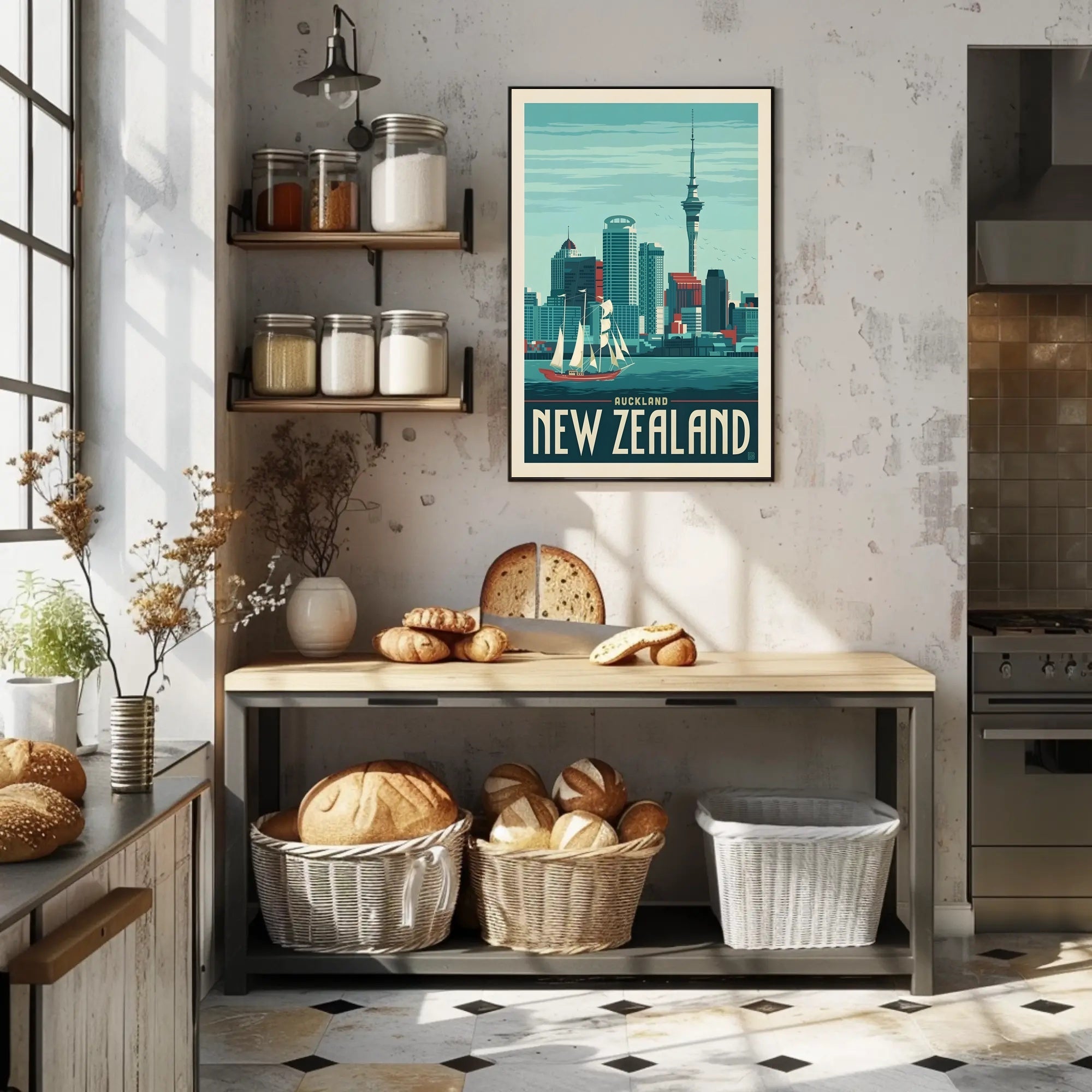 Auckland Vintage Travel Adventure Skyline Poster PosterGoat