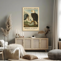 Audubon's Heron and Eagle Animal Poster PosterGoat