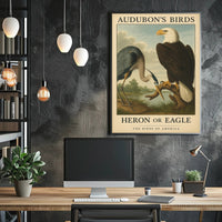 Audubon's Heron and Eagle Animal Poster PosterGoat