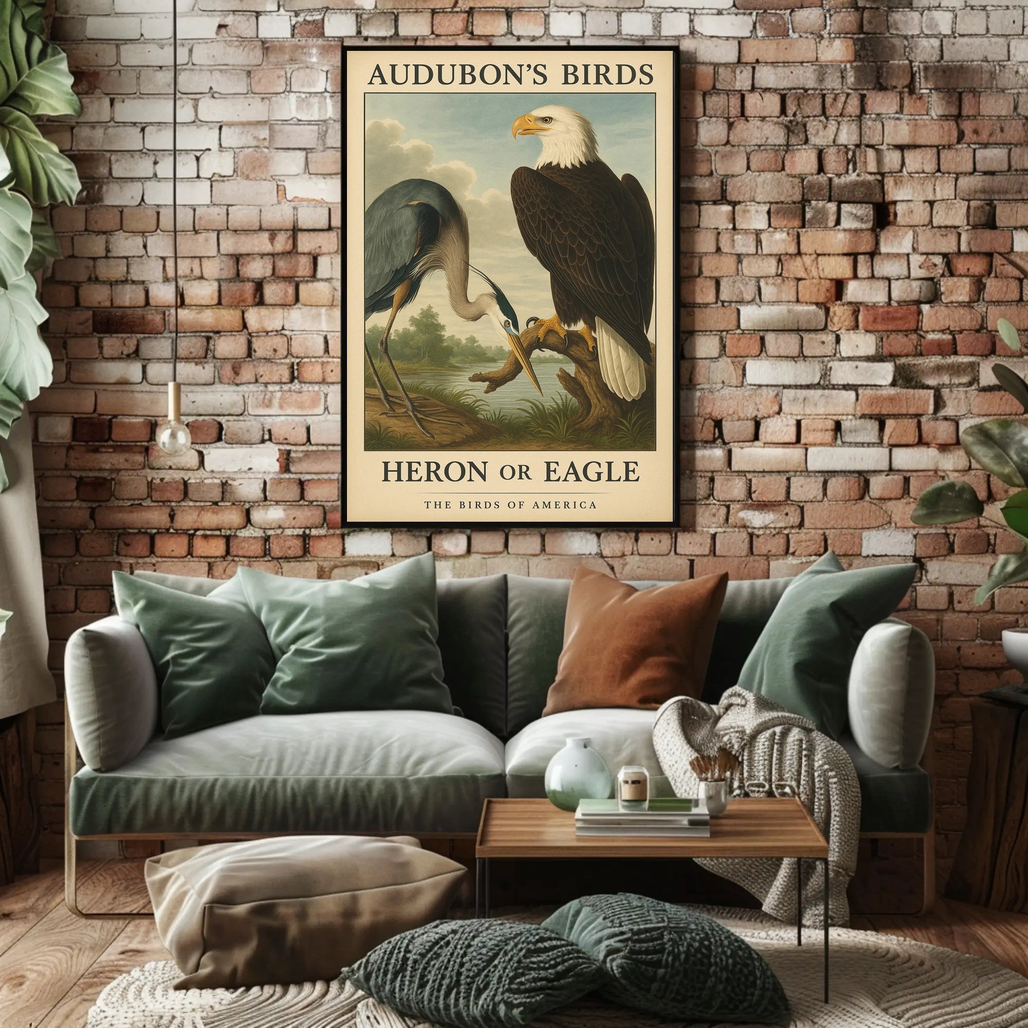 Audubon's Heron and Eagle Animal Poster PosterGoat