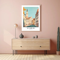 Augsburg's Enchanting Streets: Tranquil Cityscape Art Poster PosterGoat