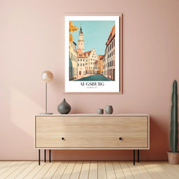 Augsburg's Enchanting Streets: Tranquil Cityscape Art Poster PosterGoat