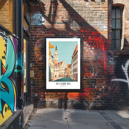 Augsburg's Enchanting Streets: Tranquil Cityscape Art Poster PosterGoat