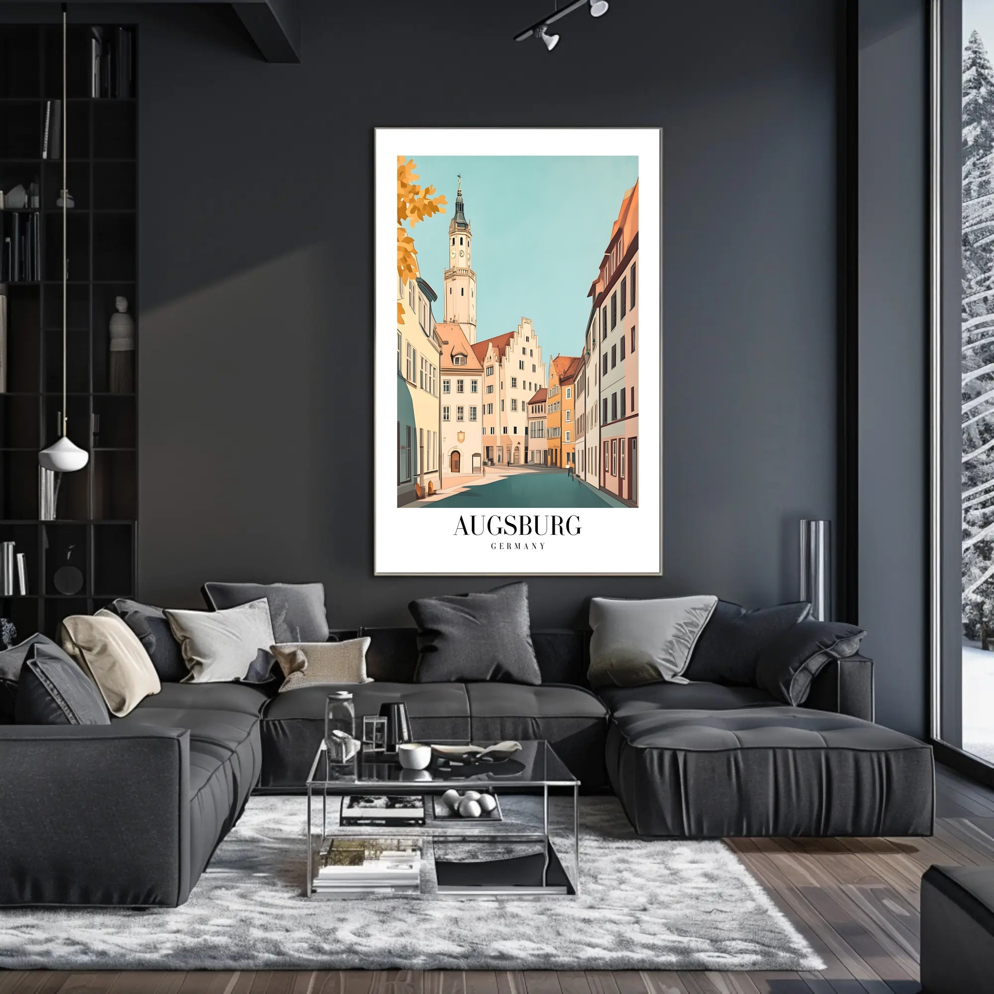 Augsburg's Enchanting Streets: Tranquil Cityscape Art Poster PosterGoat