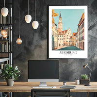 Augsburg's Enchanting Streets: Tranquil Cityscape Art Poster PosterGoat