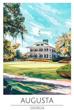 Augusta Georgia Clubhouse Golf Scenic Sports Poster PosterGoat
