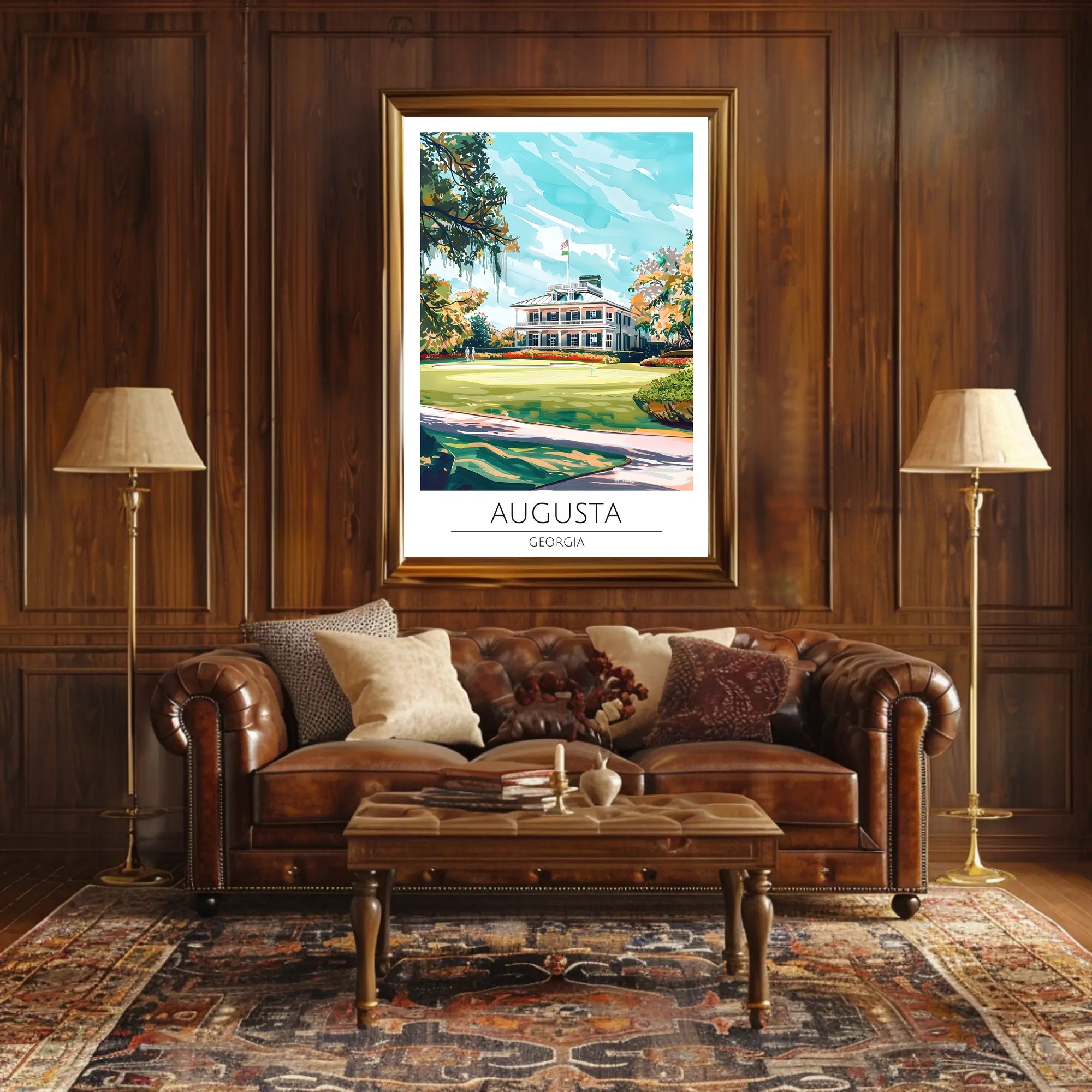 Augusta Georgia Clubhouse Golf Scenic Sports Poster PosterGoat