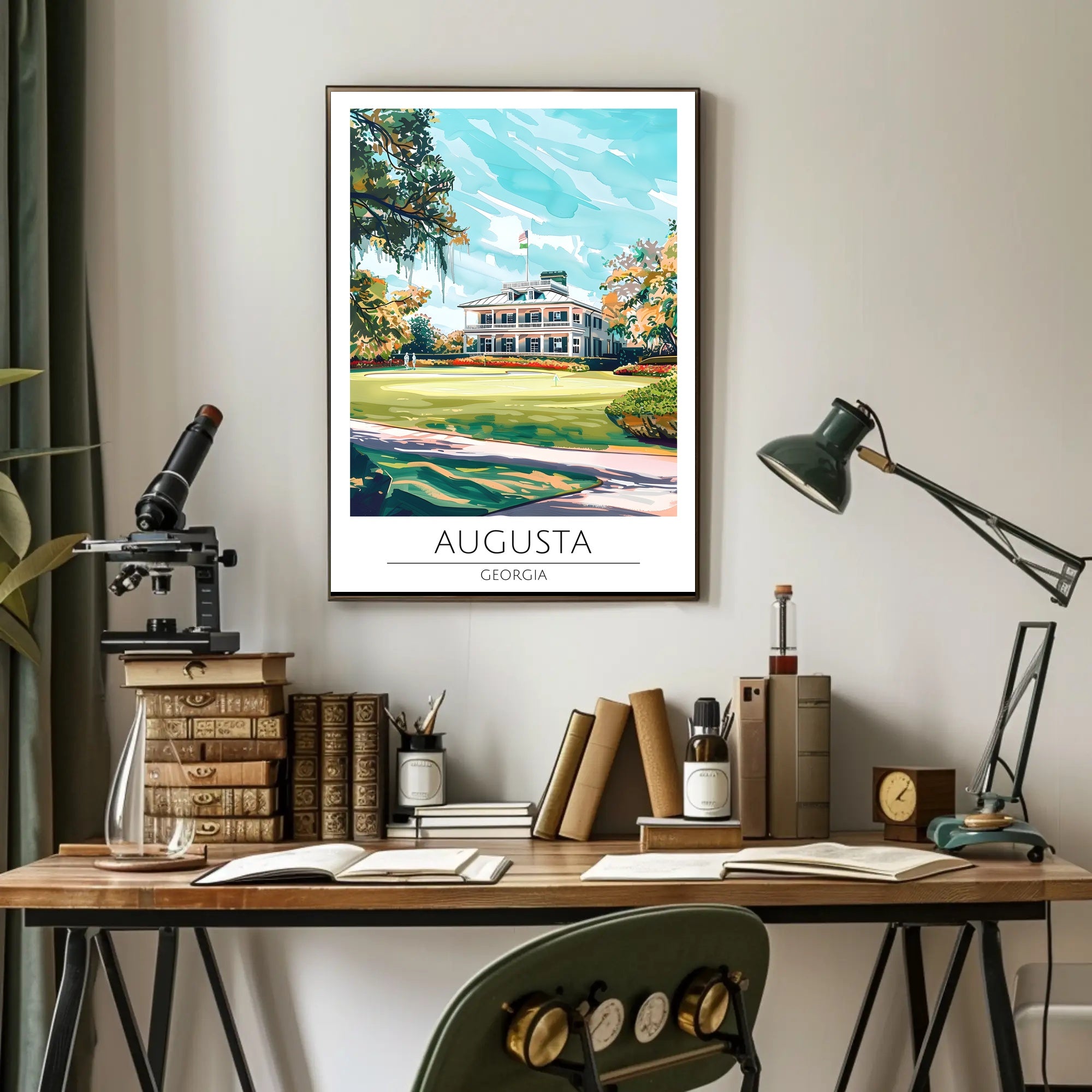 Augusta Georgia Clubhouse Golf Scenic Sports Poster PosterGoat