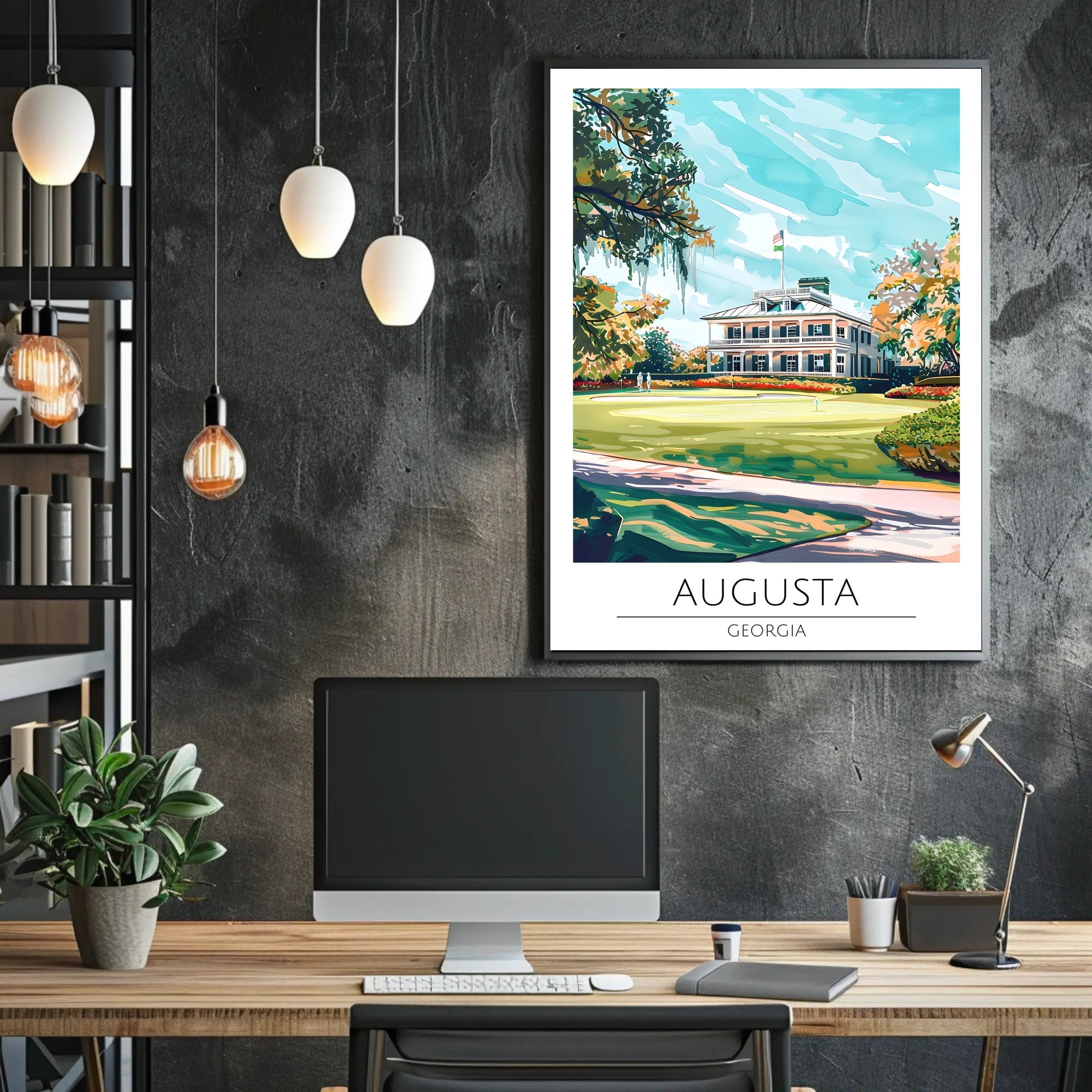 Augusta Georgia Clubhouse Golf Scenic Sports Poster PosterGoat