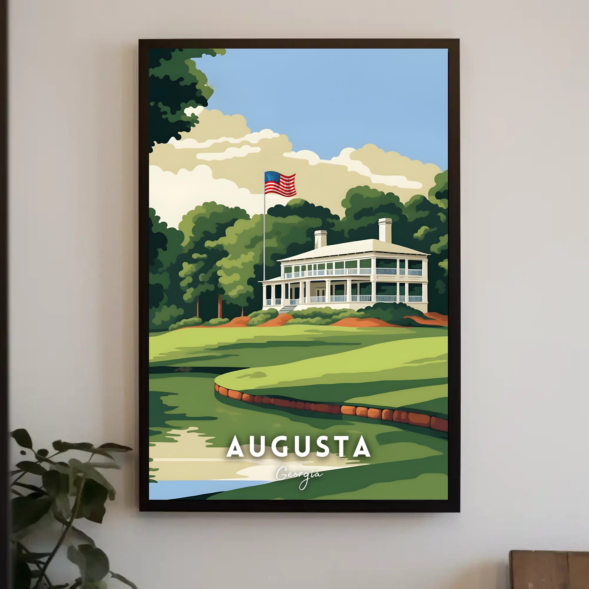 Augusta Golf Clubhouse Scenic Travel Poster PosterGoat
