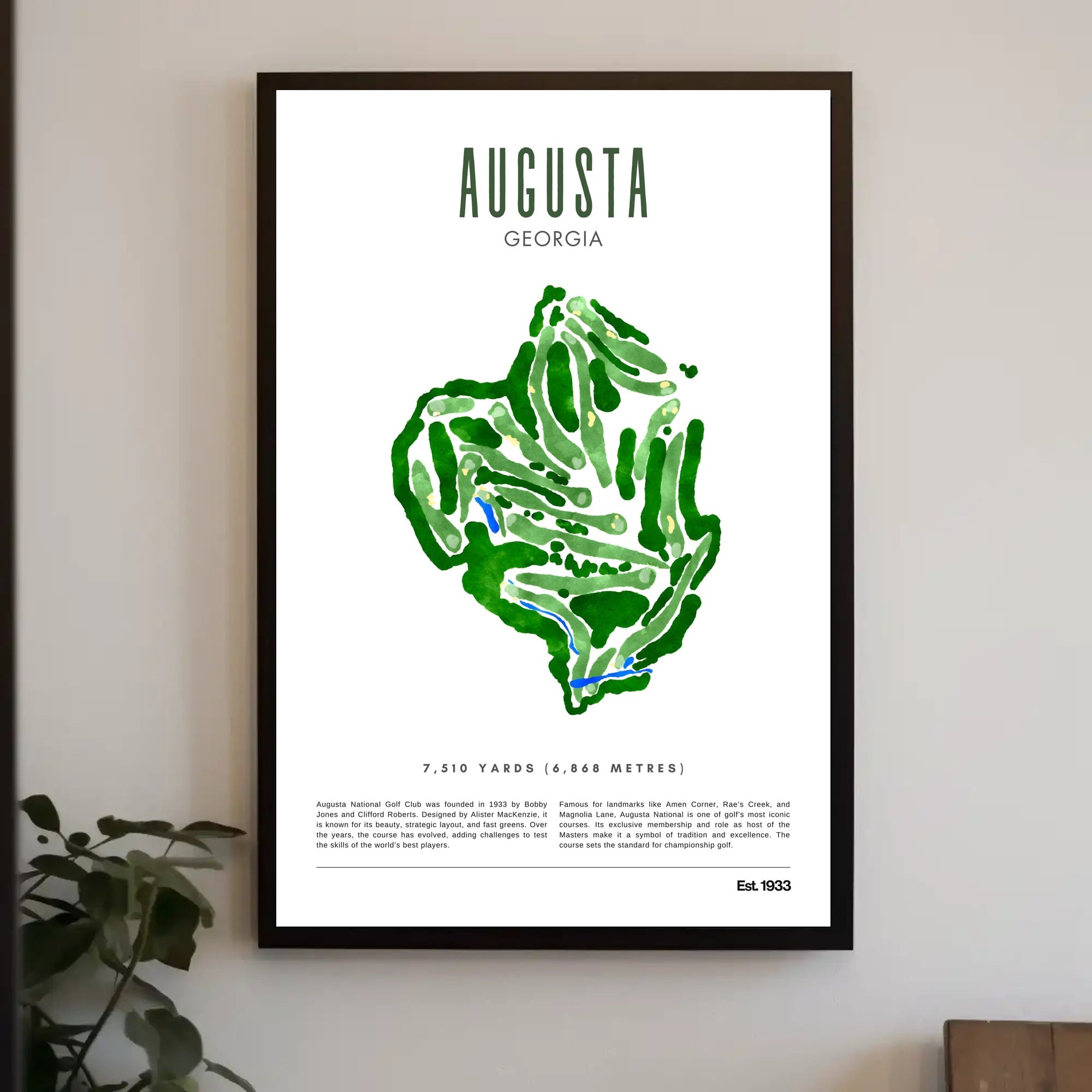 Augusta National Golf Course Watercolor Illustration Sports Poster PosterGoat