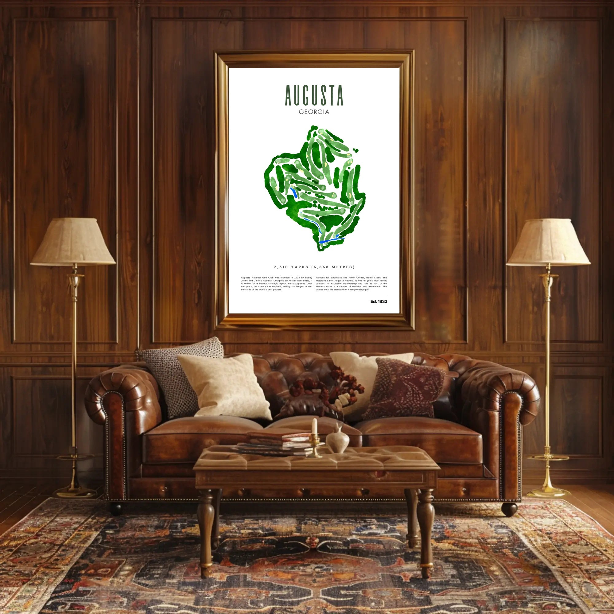 Augusta National Golf Course Watercolor Illustration Sports Poster PosterGoat