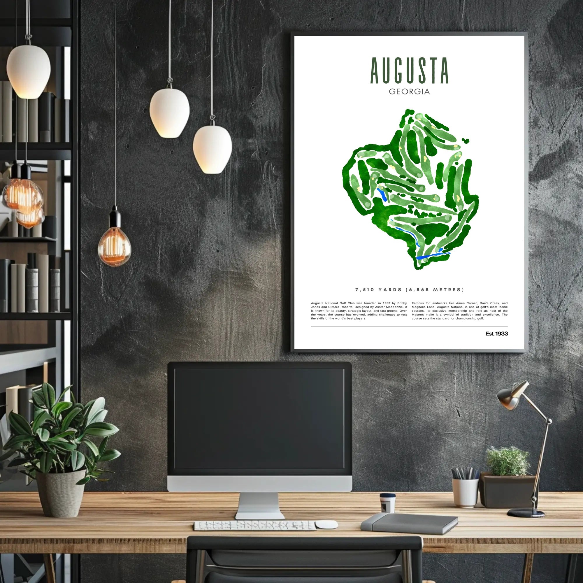 Augusta National Golf Course Watercolor Illustration Sports Poster PosterGoat