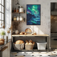 Aurora-Painted Coastal Landscape Lighthouse Artistic Poster PosterGoat