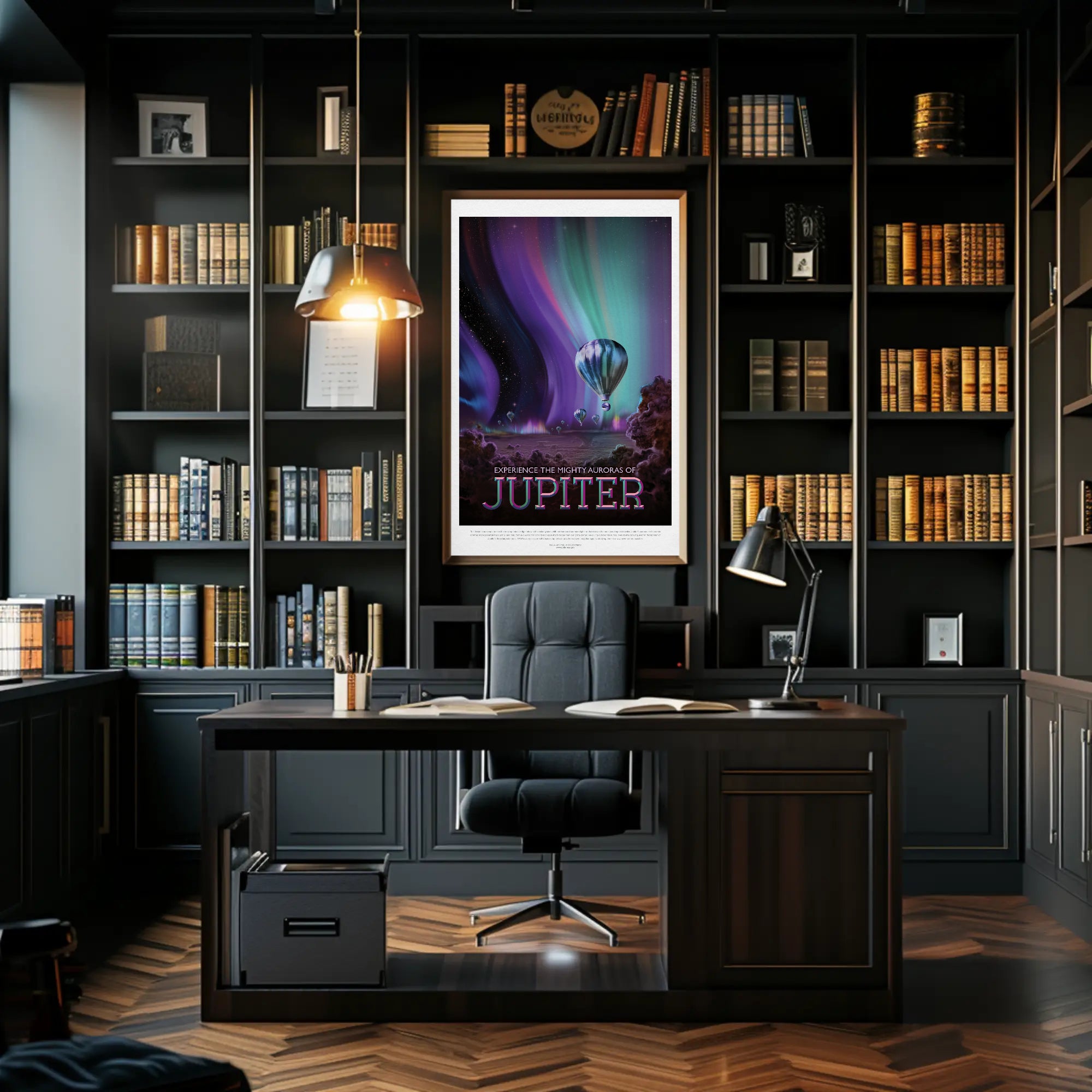 Auroras of Jupiter Exploration Futuristic Sci-Fi Poster PosterGoat