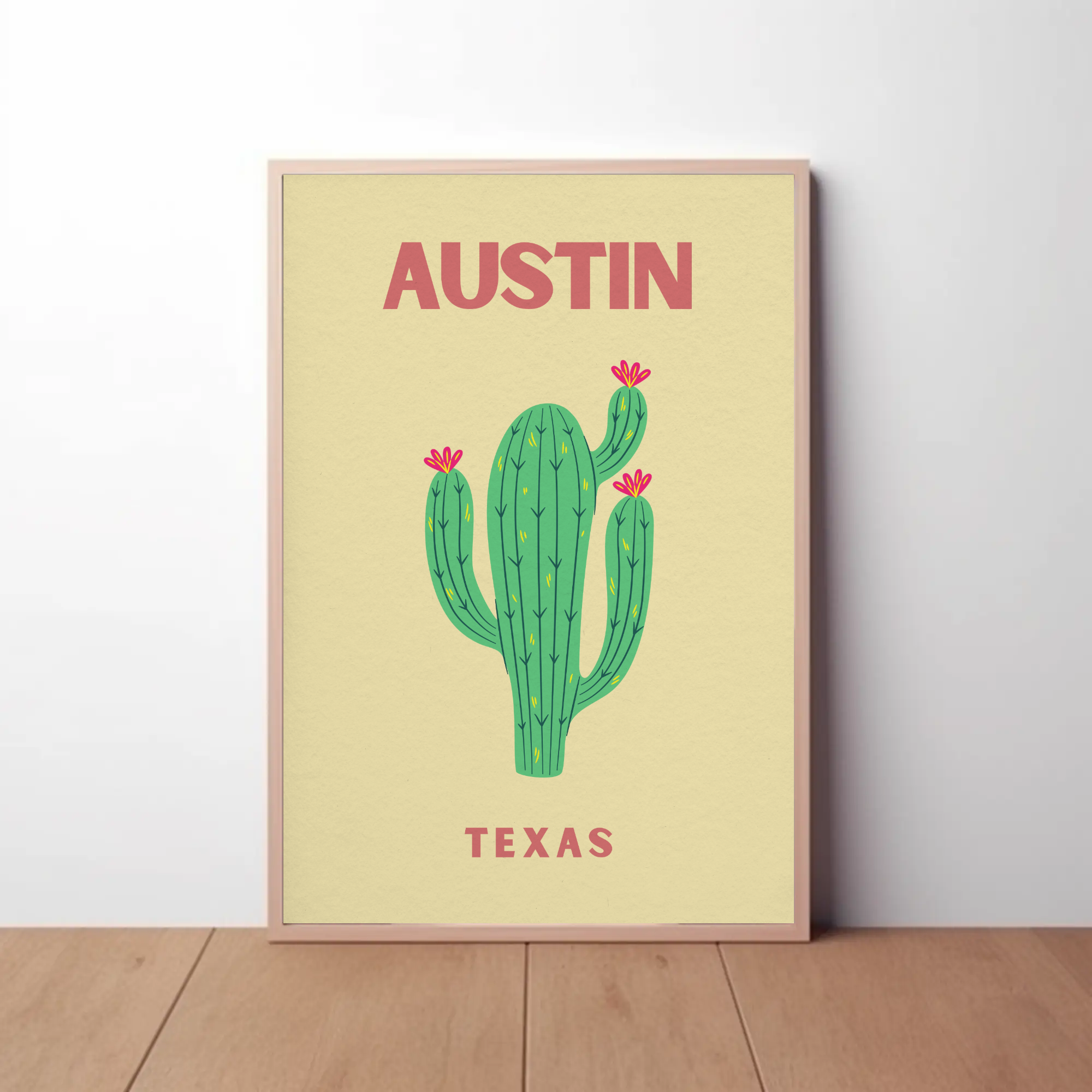 Austin Cactus Modern Art Print Cultural Poster PosterGoat