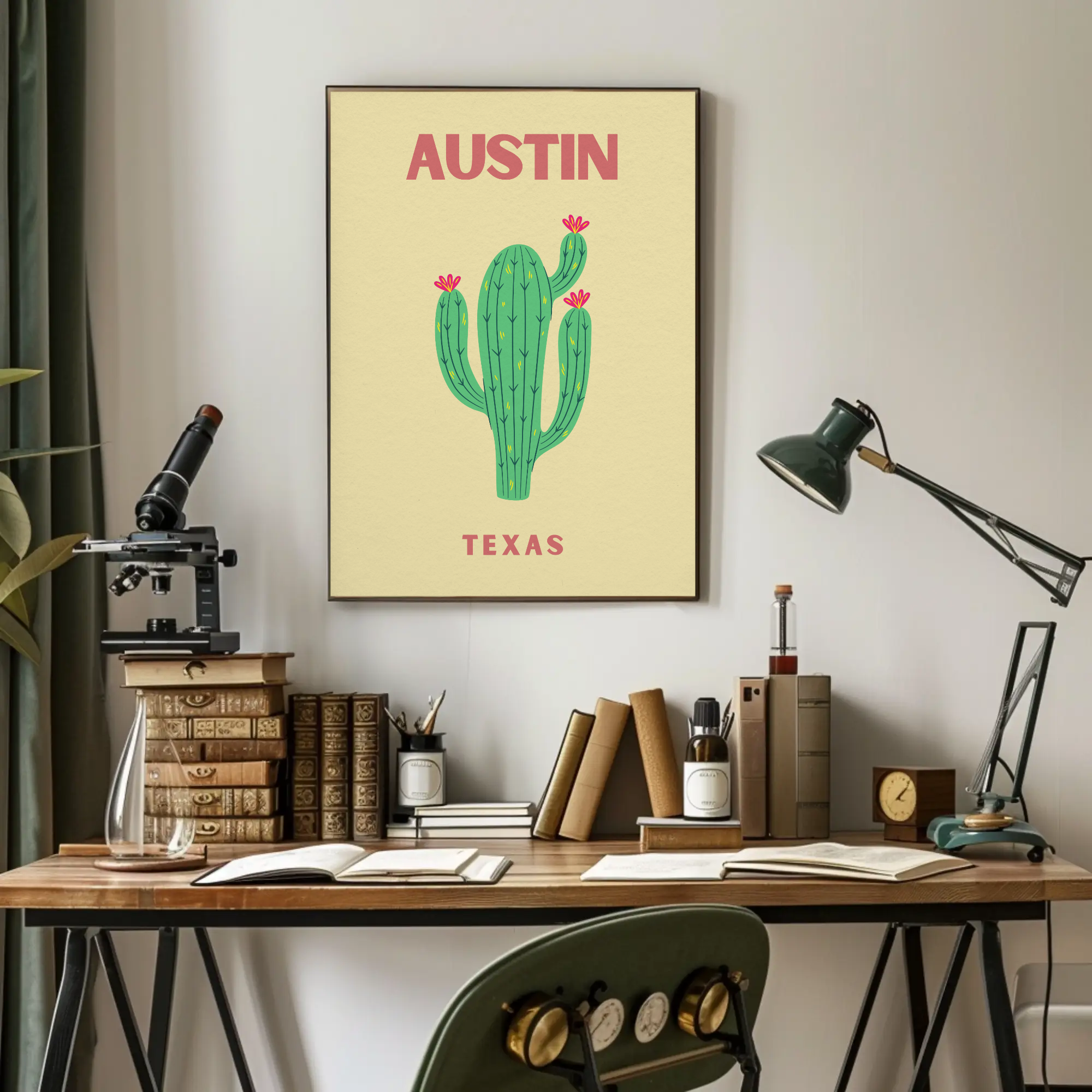 Austin Cactus Modern Art Print Cultural Poster PosterGoat