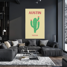 Austin Cactus Modern Art Print Cultural Poster PosterGoat